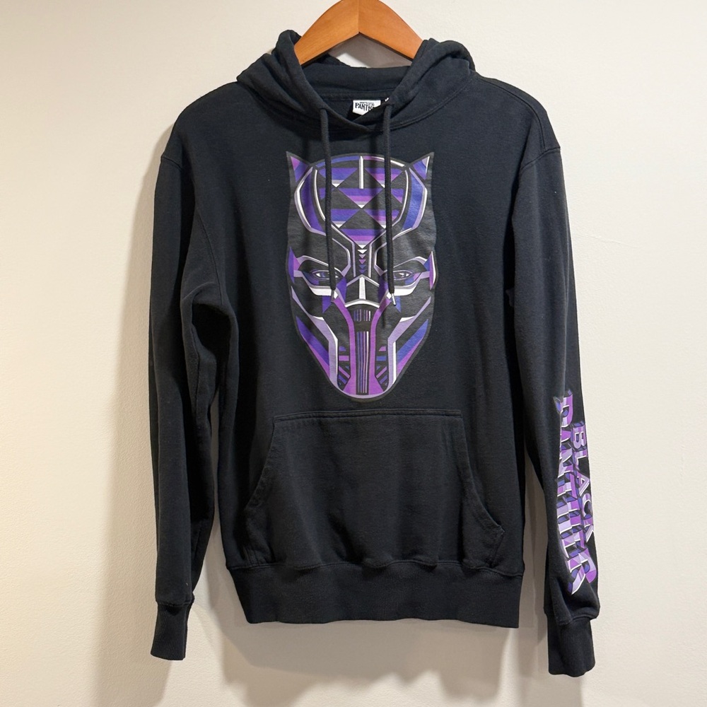 Marvel Men's‎ Black Panther Hoodie - Black and Purple Size S